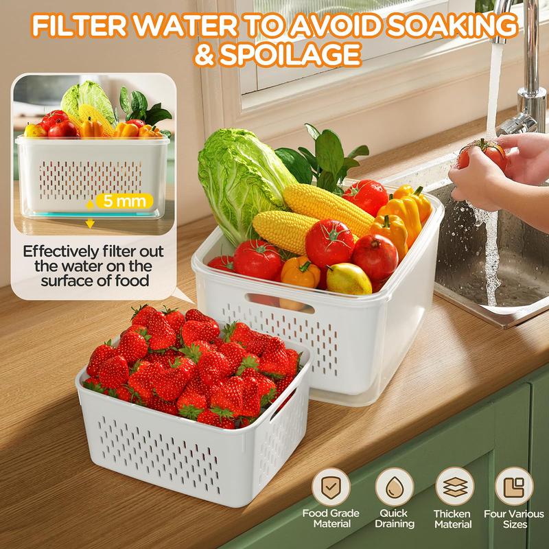 Kitchen Fruit Organizer with Double Layer Drainage